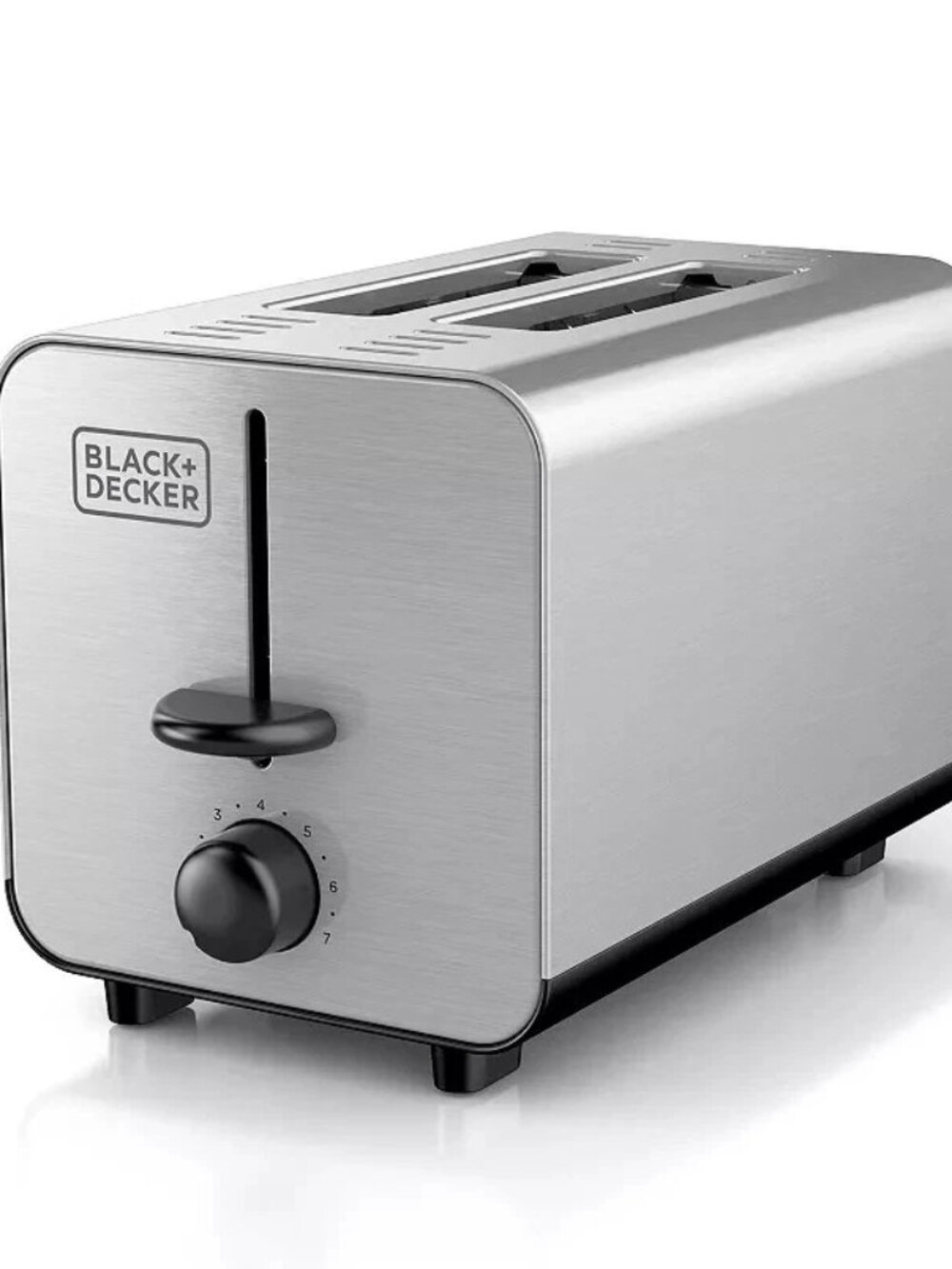 Black+Decker 2-Slice Stainless Steel Toaster, Silver - Compact & Stylish